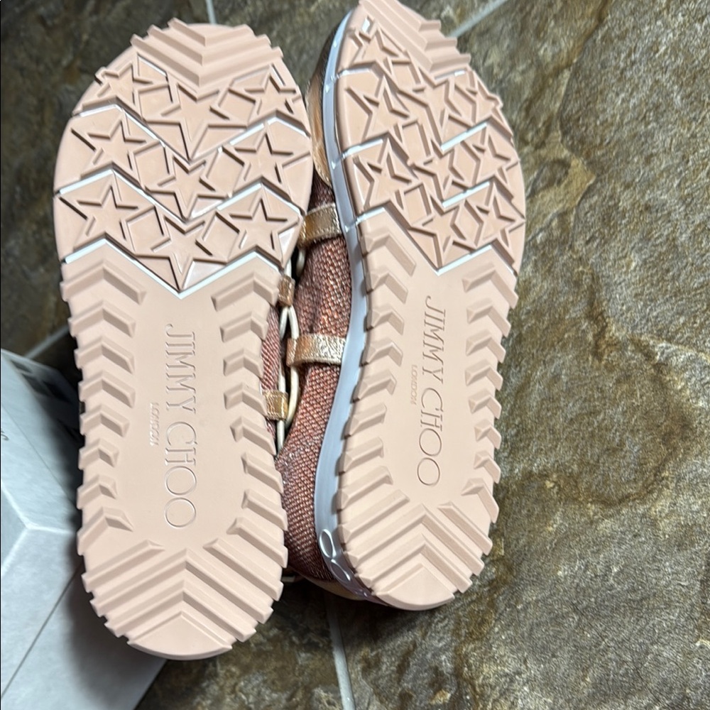 Jimmy Choo Andrea Gold Slip On Sneakers Luxurious Design NIB - Picture 4 of 7